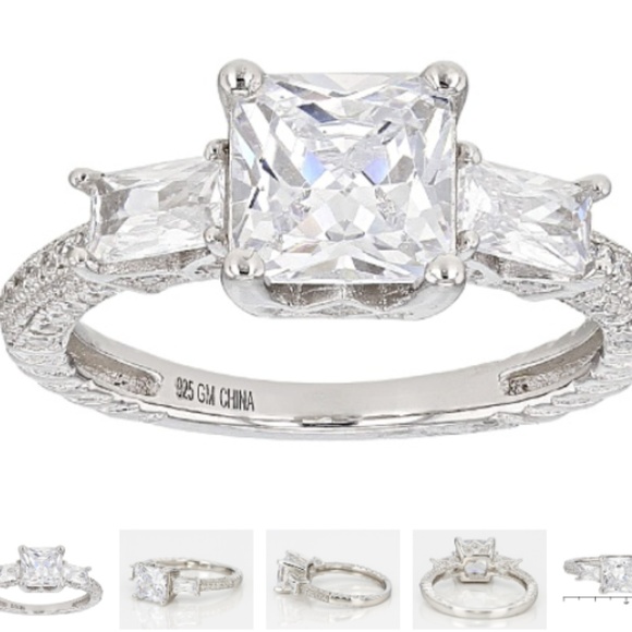 Bella Luce Jewelry - White  CZ Solitaire ring in  rhodium over Sterling sz 10